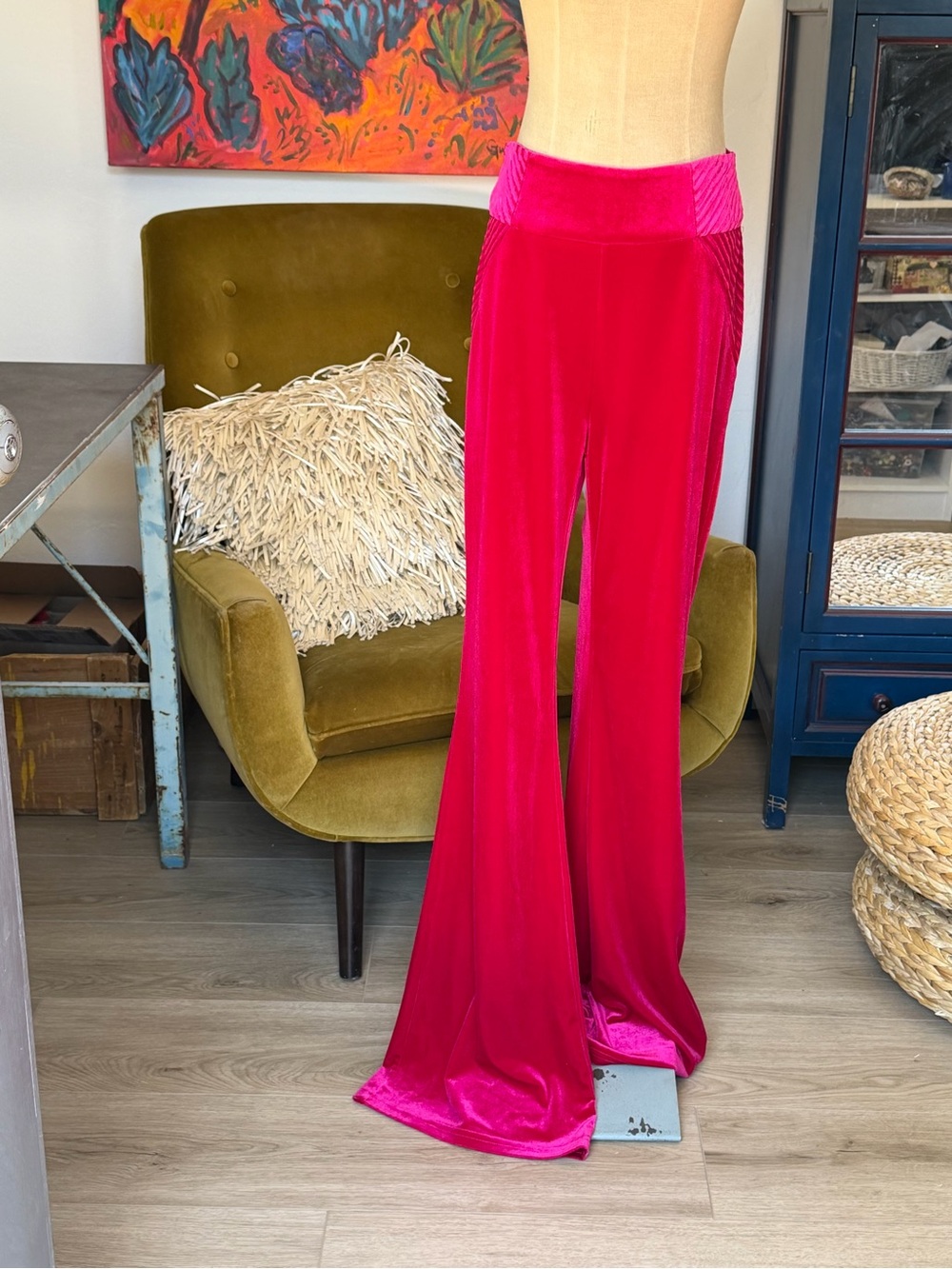AKIRA Hot Pink “Velvet” Bellbottom Pant